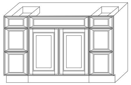 Uptown White Vanity with 2 Butt Doors and 6 Drawers 48"W 21"D 34 1/2"H