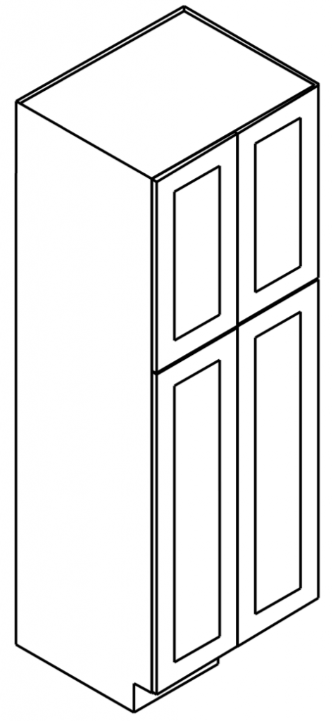 Petit White Shaker Wall Pantry with 4 Butt Doors 30"W 24"D 96"H