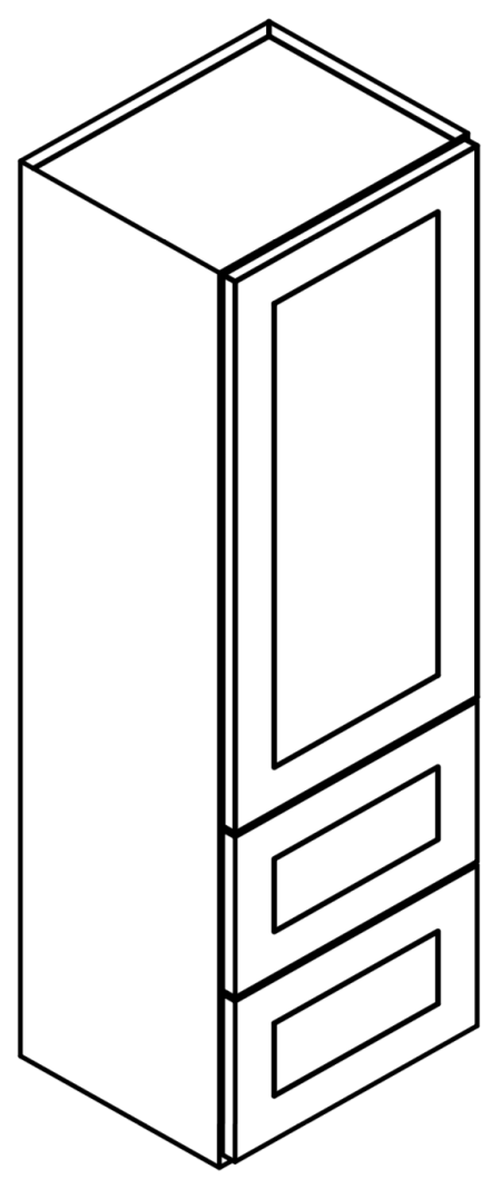 Lait Grey Shaker Wall Cabinet with 2 Built-In Drawers 18"W 60"H *Glass Door Sold Separately