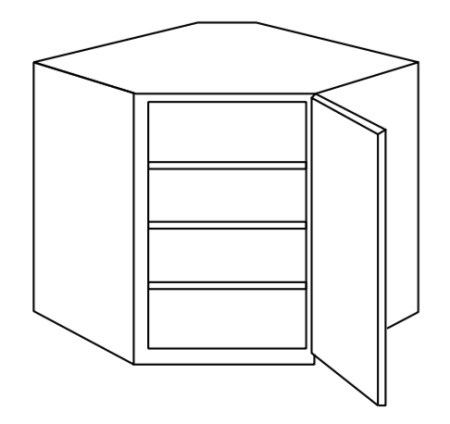 Pepper Shaker Wall Diagonal Corner Cabinet 24"W 12"D 30"H
