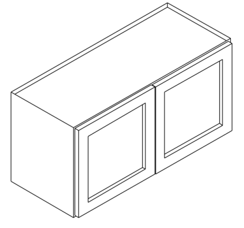 Champagne Shaker Wall Cabinet with 2 Butt Doors 33"W 12"D 24"H