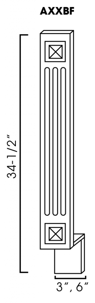 Petit White Shaker Decorative Base Filler Fluted with Beveled Square 3"W 34 1/2"H 3/4"D