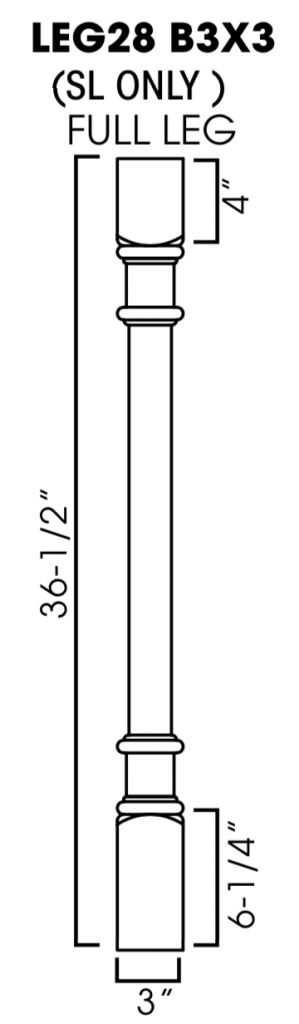 Townplace Crema Decorative Full Leg, Trimmable 3"W 36 1/2"H 3"D