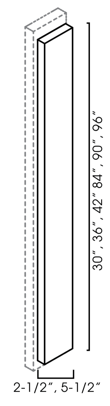 Sky Blue Shaker Overlay Filler *Sold Separately, Solid Wood, 5 1/2"W 29 1/4"H 3/4"D