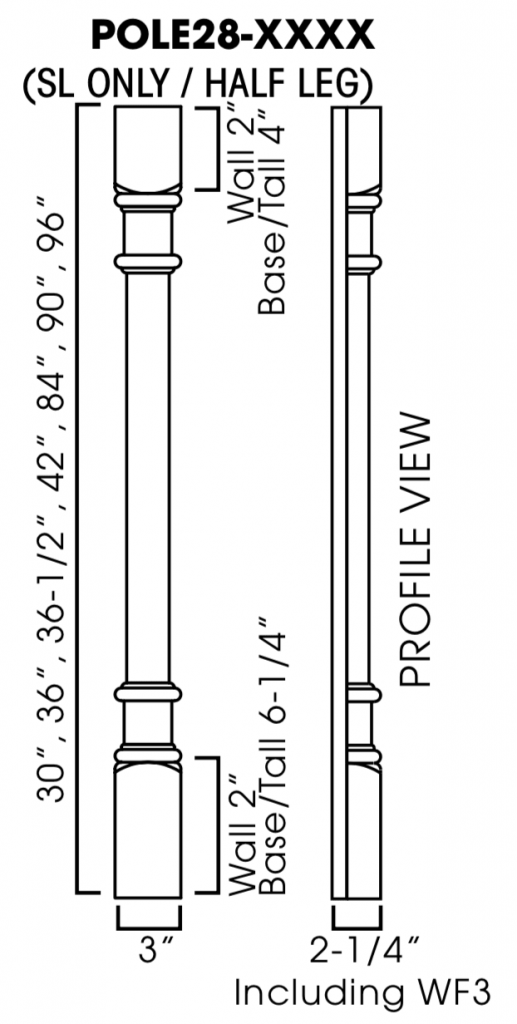 Signature Pearl Decorative Half Leg with Wall Filler, Trimmable 3"W 36 1/2"H 2 1/4"D