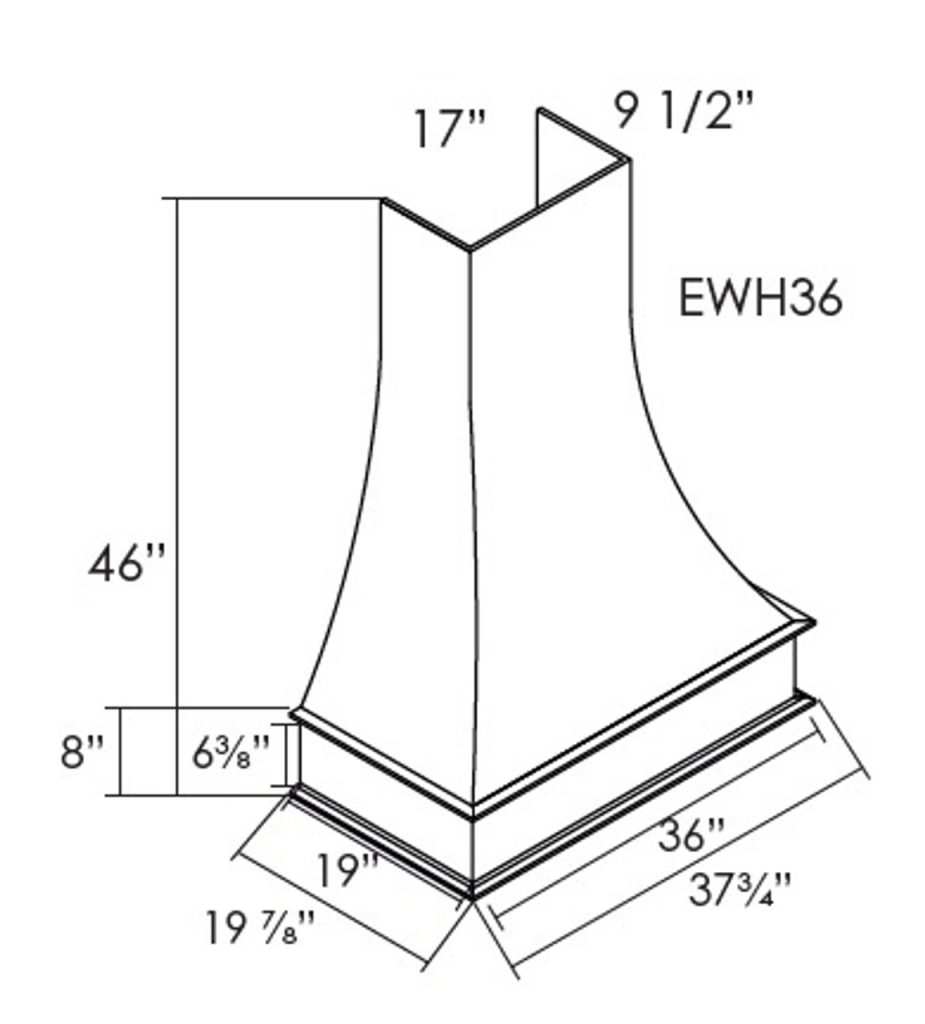 Homestead Oak Shaker Free Standing Range Wood Hood, True Width 37 3/4"